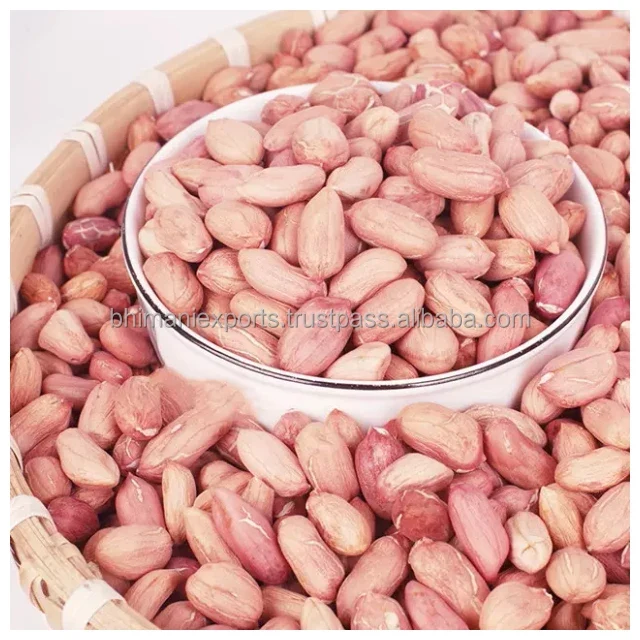 Healthy Snack Red Skin Peanut a Grade Raw Dried Kernels Peeled Peanuts Bulk India Manufacturer GMO Free APEDA Certified