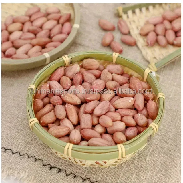 Healthy Snack Red Skin Peanut a Grade Raw Dried Kernels Peeled Peanuts Bulk India Manufacturer GMO Free APEDA Certified