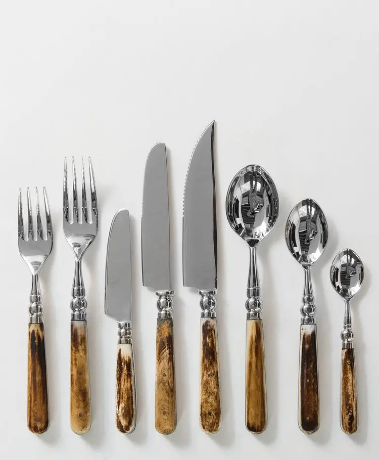 Hot Selling 304 Stainless Steel 5 Pcs Gold Flatware Sets with MOP or Resin Designer Handle Luxury Wedding Party Cutlery Set