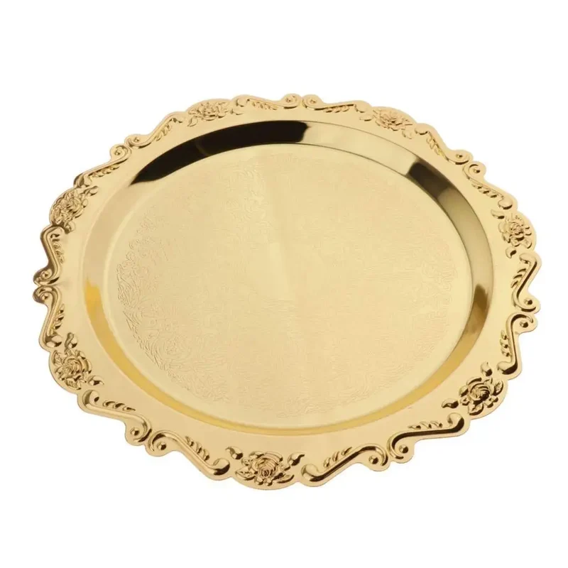 Eco-Friendly Golden Brass Dessert Serving Plate for Birthday Party Fruit Display Cake Stand Snack Platter Home Decor