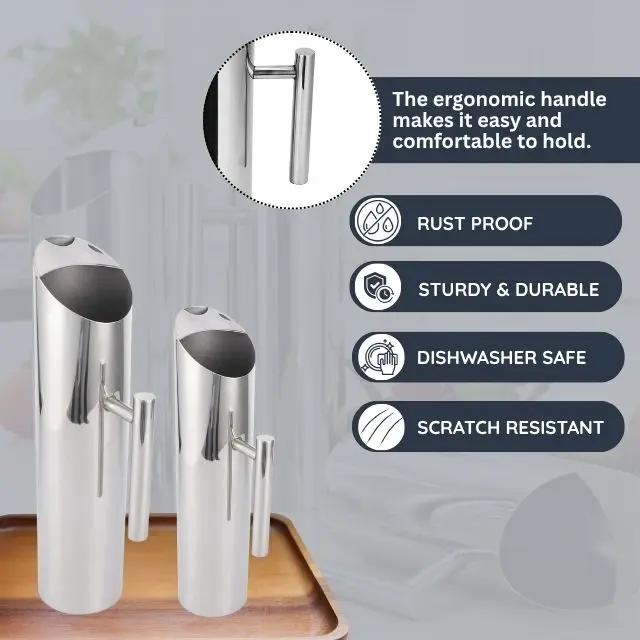 2ltr Direct Factory Sale Stainless Steel Water Jug Beer Ice Tea Cold Beverages Straight Side Handles Cool Water Pitcher