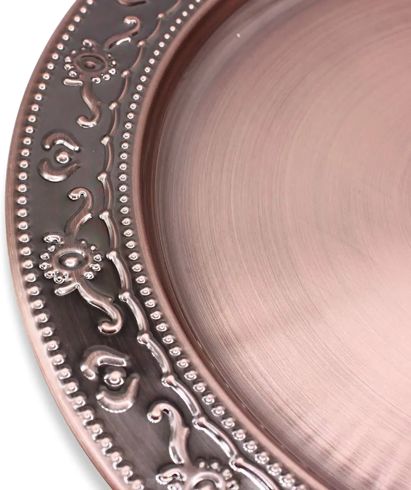 Disposable Iron Copper Finished Round Dinner Plate Chargers Decorative Serving Tableware for Dining