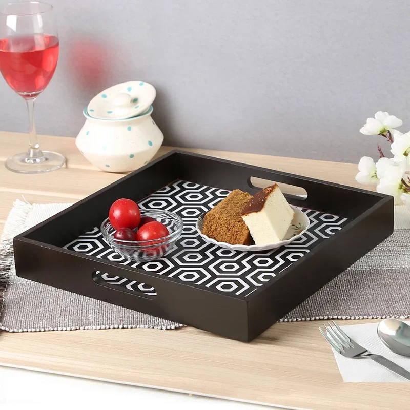 Fashionable Wooden Tray with Silk Print for Home Parties Weddings Crafts Events Export-Ready Event Decorations