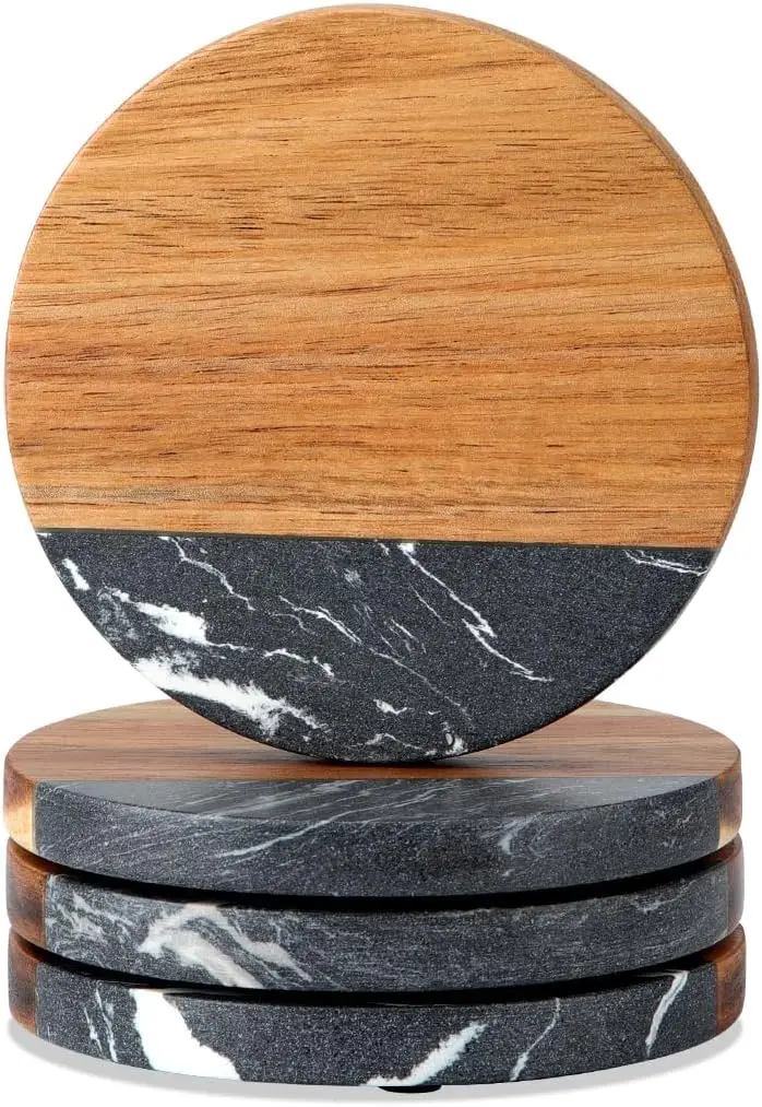 Decorative Wooden Marble coaster for Your Drinks Handcrafted with Felt Pads and Care a Perfect Choice for Your Table Top Decor