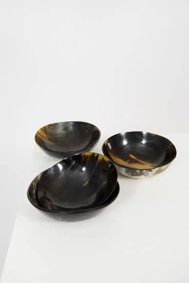 High Quality Custom Handcrafted Natural Horn Salad Serving Bowl Highly Polished Classic Design Home Restaurant Eco-Friendly