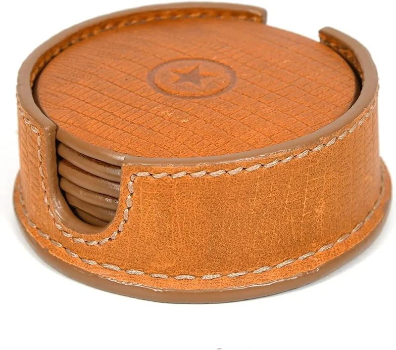 Uniquely Marvelous Design Promotional Leather Hot Drink Coasters Table Decorative Accessories Sale Elegant Leather Mats Pads