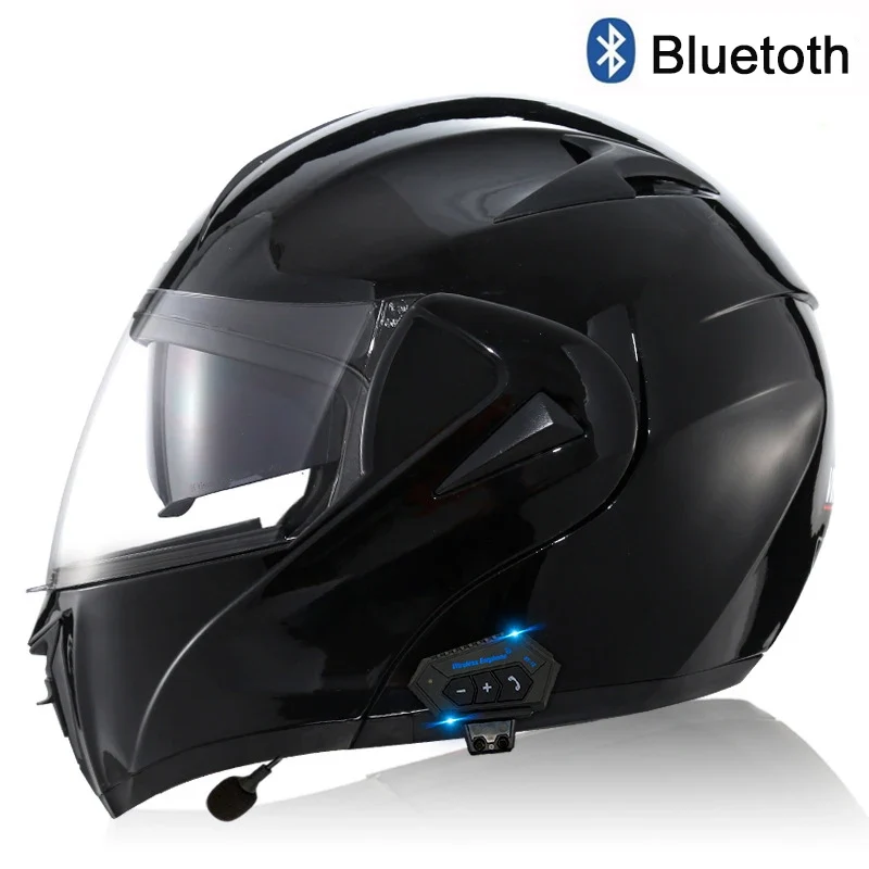 Carbon Fiber Pattern Electric Scooter Motorcycle Blueto0th Wireless Headphone Speaker Open Face Double Lens Full Face Helmets