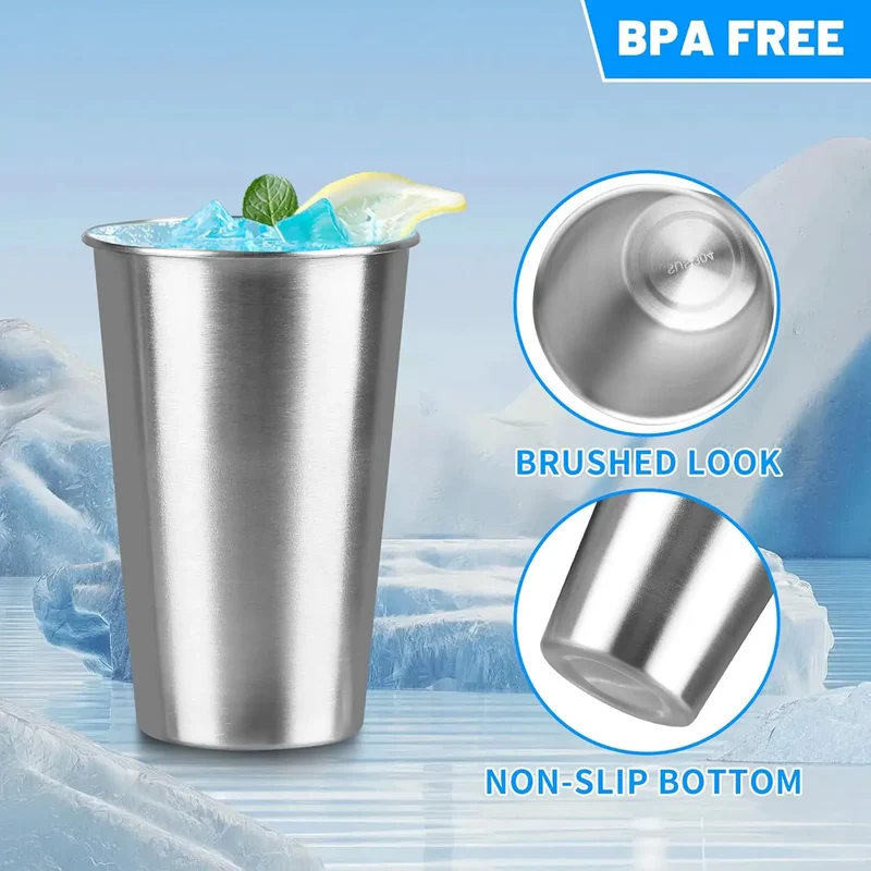 Cheap Prices Available Eco-Friendly Single Layer Stainless Steel Pint Cups Tumblers Dishwasher Safe Unbreakable for Beer Water