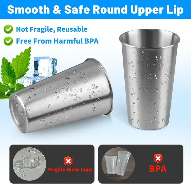 Cheap Prices Available Eco-Friendly Single Layer Stainless Steel Pint Cups Tumblers Dishwasher Safe Unbreakable for Beer Water
