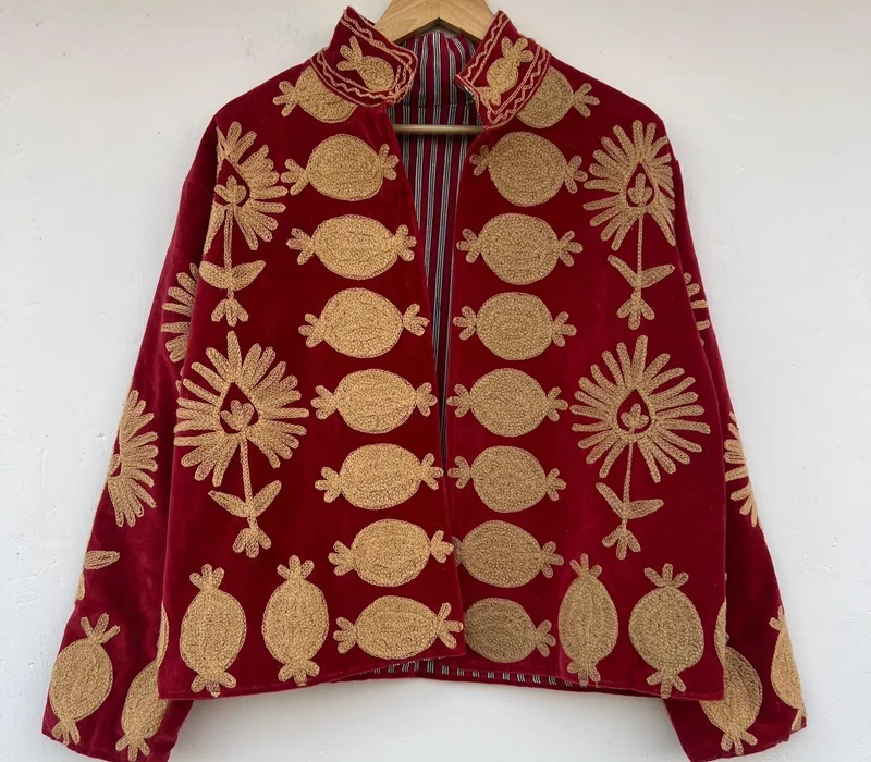 Winter Teenagers Velvet Suzani Plus Size Quilted Waterproof Reversible Eco-Friendly Quick Dry Breathable Hand Embroidery Floral
