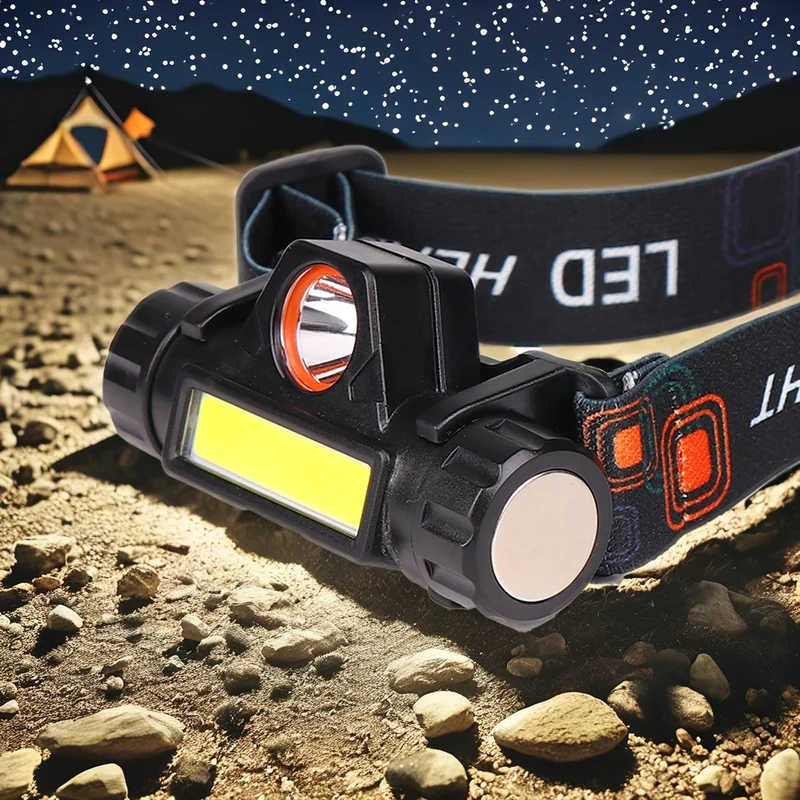 Magnet Base 7W Cob USB Rechargeable LED Headlamp Flashlight 300+200lm Outdoor IP68 Lithium Ion Battery