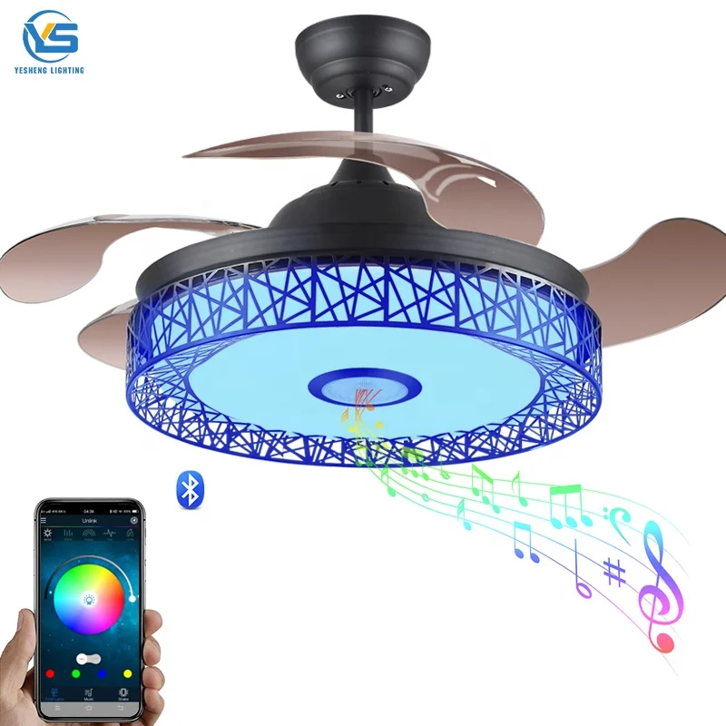 2004S-RGB De Techo Con Luz LED 36W DC Y Altavoz 3 Tonalidades Con Memoria Aspas Retractiles 6 Velocidades Control Remoto