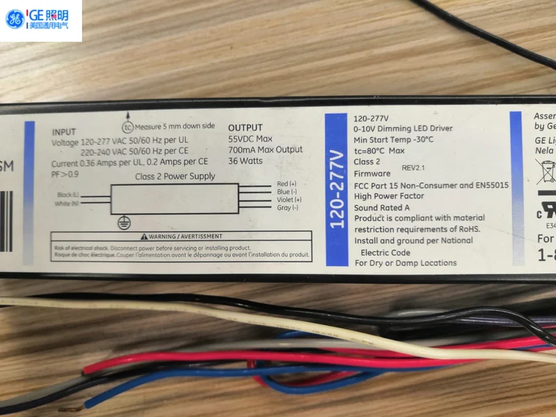 GE-UltraMax 120-277V Input 36W 700mA Max Output 84887 D036MP30X70V2SM 0-10V Dimming Programmable LED Driver