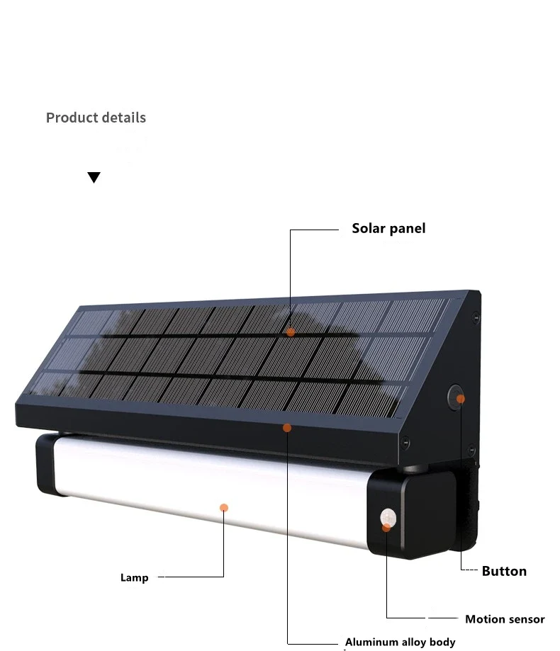 2026 Popular Solar Wall Lights Aluminum Design Outdoor Hang Lighting Solar Garden Led Lights With PIR Sensor