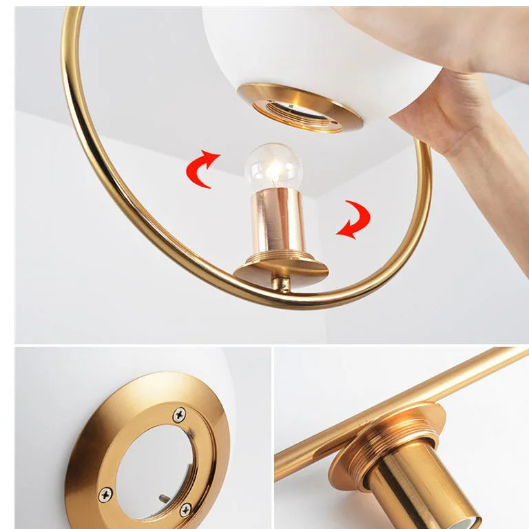 Nordic European Kitchen Pendant Light Rod Brushed Brass Gold Hanging Light Chandelier for Home