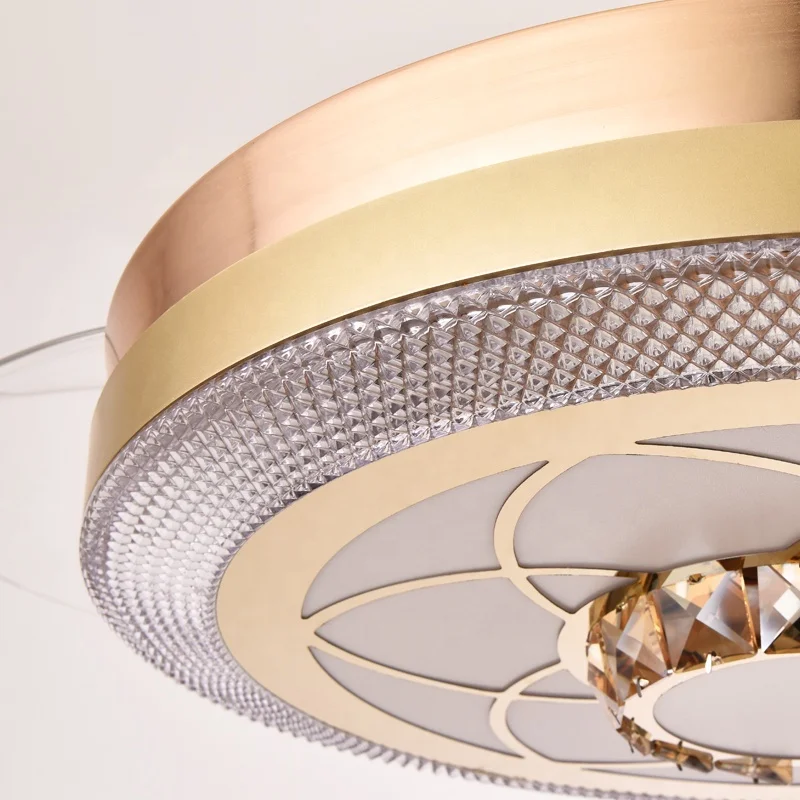 Y040 Wholesale Luxury Crystal Ceiling Fans Remote Control 42inch Invisible Crystal Ceiling Fan Retractable Ceiling Fan