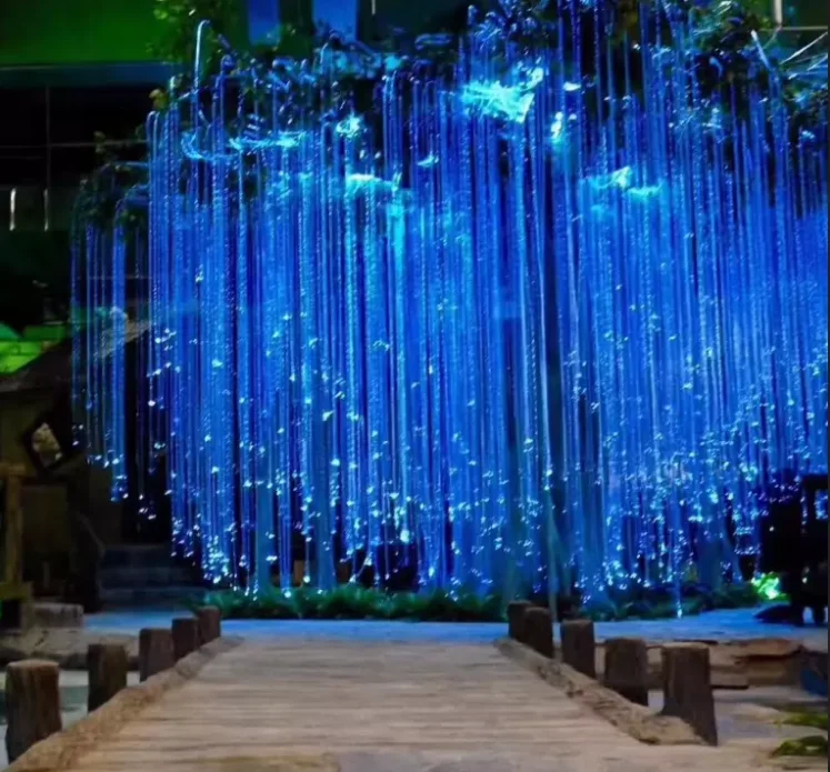 Outdoor Indoor Christmas Park Decor Artificial Plastic Optic Fiber RGBW LED Light Willow Tree IP66 Waterproof Lightweight