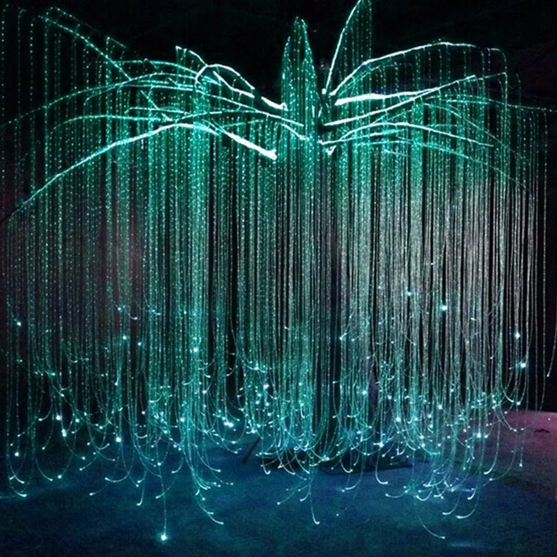 Outdoor Indoor Christmas Park Decor Artificial Plastic Optic Fiber RGBW LED Light Willow Tree IP66 Waterproof Lightweight