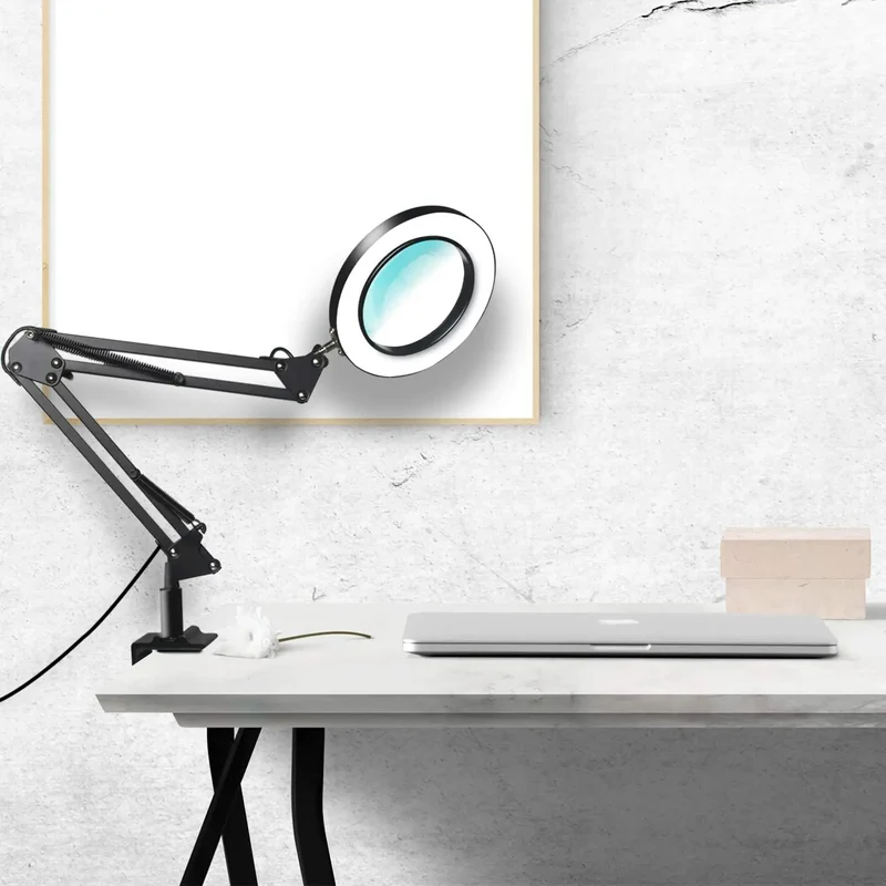 Adjustable Swing Arm LED Magnifier Desk Lamp USB Clip-on Table Lamp Magnifying Glass Light With Clamp Magnifying Lamp