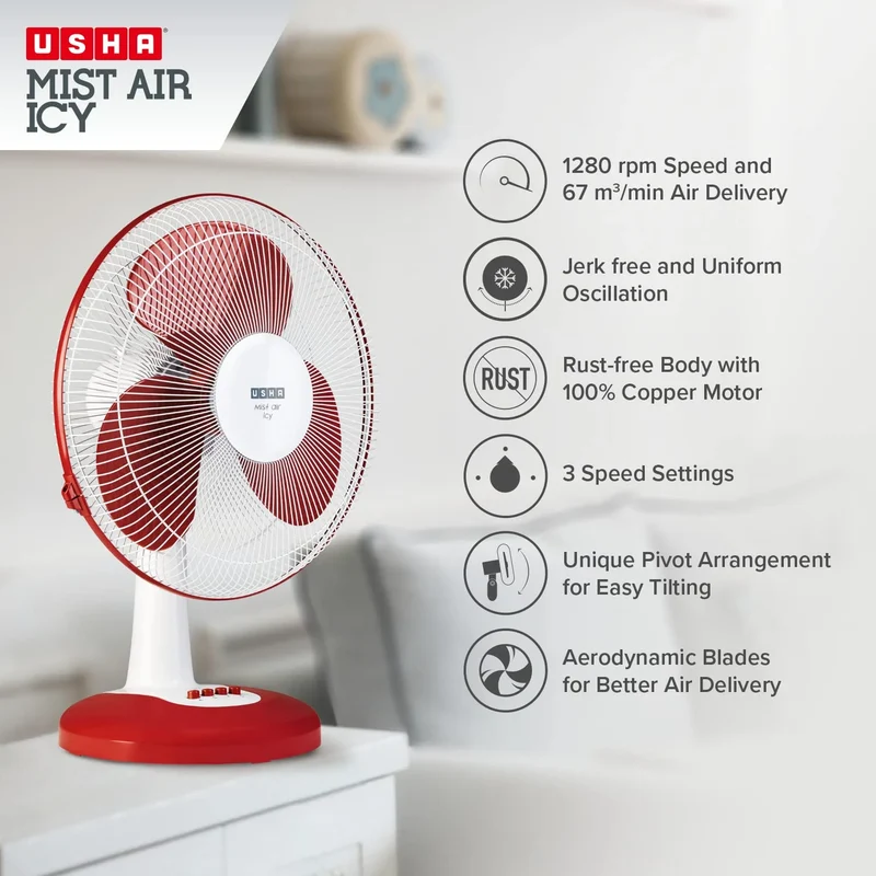 Hot Sale Custom Mechanical Plastic Table Desk Fan Home Office Press Button Electric Air Cooling Fan Foldable Energy Efficient