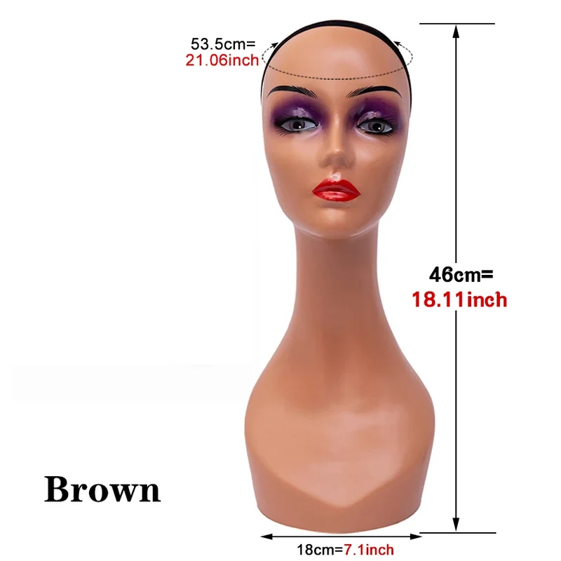 Fast Delivery PVC Professional Long Neck Female Realistic Mannequin Head and Makeup for Wig Display