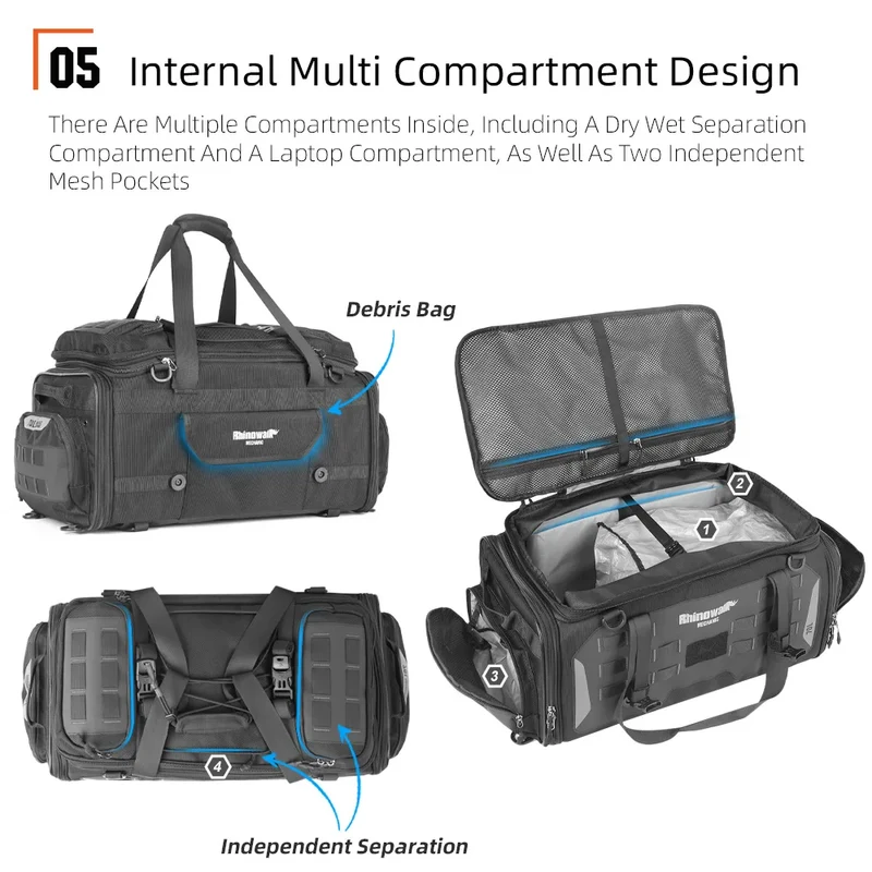 Rhinowalk Mechanic 50-70l Motorcycle Tail Seat Bag Pack Adventure Large Rear Luggages for ADV Long Distance Touring Saddlebag