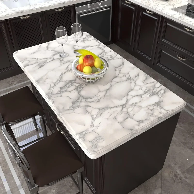 15.75x196.8 Inch Marble Wallpaper Peel and Stick Waterproof Vinyl Self Adhesive Wall Stickers Marble Sticker for Kitchen Cabinet