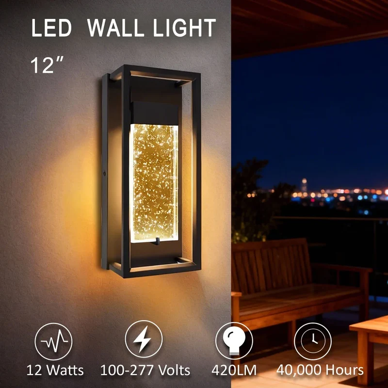 12 Inch Bubble Crystal Glass Wall Sconce Triac Dimmable High CRI Aluminum Alloy Housing for Villa Resort Garden Corridor