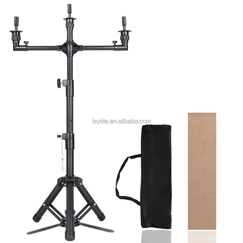 Heavy Duty Professional 3-Head Mannequin Tripod Stand 50" Adjustable Height Wig Styling Stand for Cosmetology Wig Making