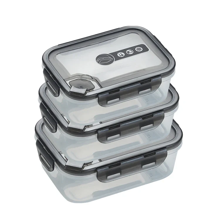 Factory Custom logo Microwaveable Crisper Set Airtight Meal Prep Bento Salad Box Plastic Food Storage Container with Snap Lock