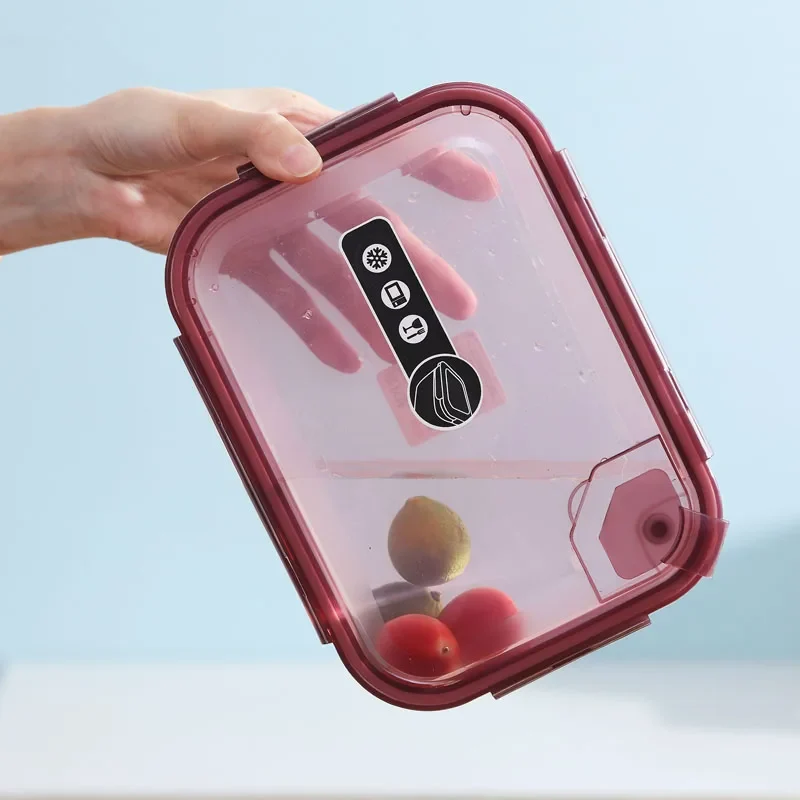 Factory Custom logo Microwaveable Crisper Set Airtight Meal Prep Bento Salad Box Plastic Food Storage Container with Snap Lock