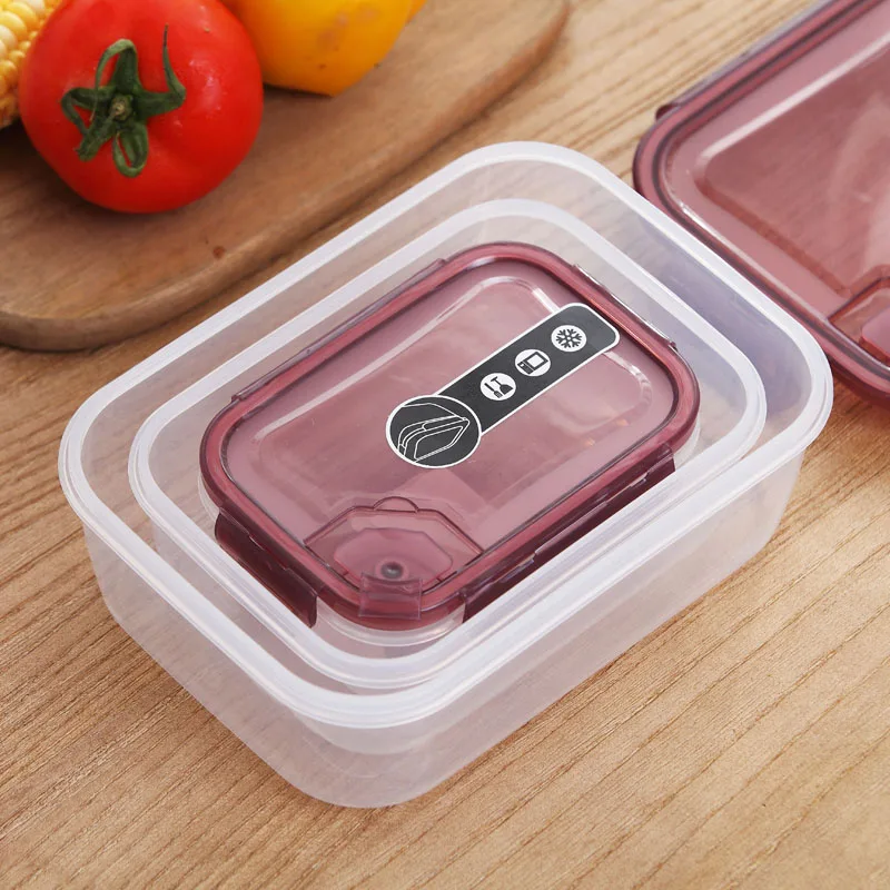 Factory Custom logo Microwaveable Crisper Set Airtight Meal Prep Bento Salad Box Plastic Food Storage Container with Snap Lock