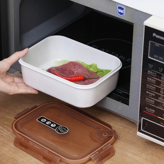 Factory Custom logo Microwaveable Crisper Set Airtight Meal Prep Bento Salad Box Plastic Food Storage Container with Snap Lock