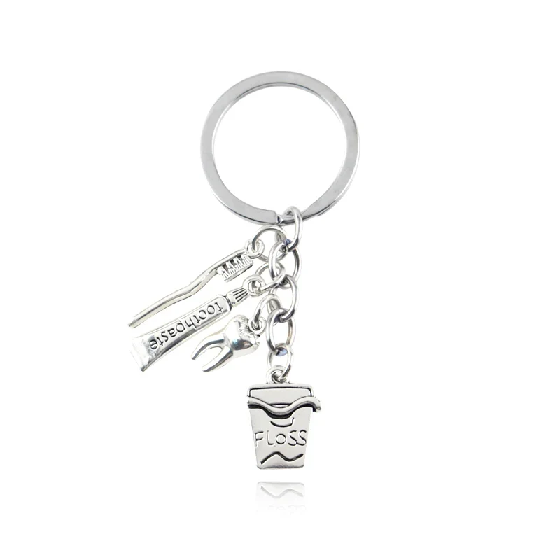 Bag Accessories Toothbrush Floss Toothpaste Tooth Dental Hygienist Pendant Keychain