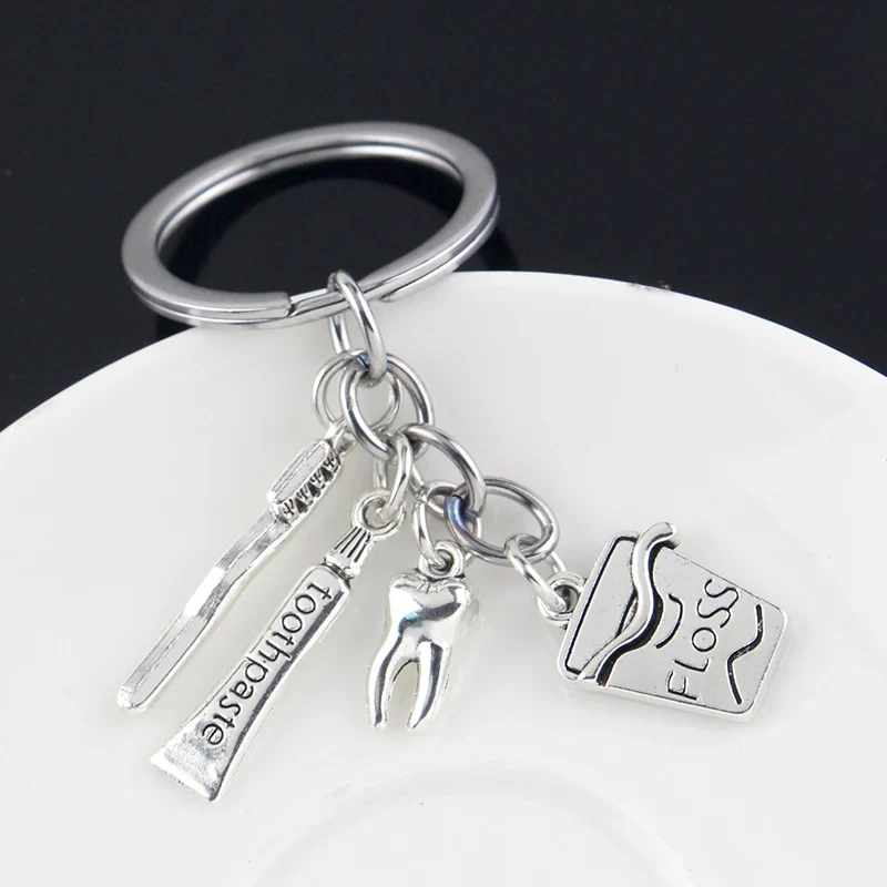 Bag Accessories Toothbrush Floss Toothpaste Tooth Dental Hygienist Pendant Keychain