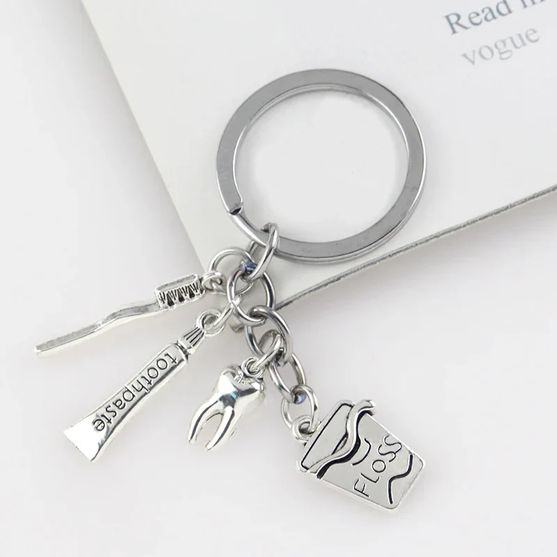 Bag Accessories Toothbrush Floss Toothpaste Tooth Dental Hygienist Pendant Keychain