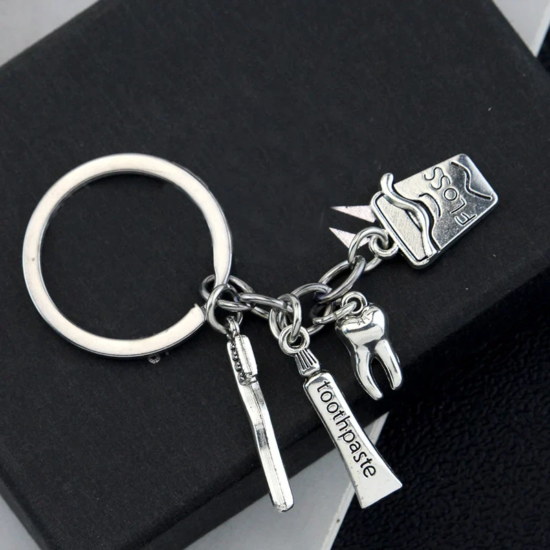 Bag Accessories Toothbrush Floss Toothpaste Tooth Dental Hygienist Pendant Keychain