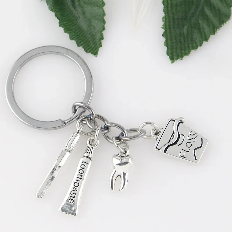 Bag Accessories Toothbrush Floss Toothpaste Tooth Dental Hygienist Pendant Keychain
