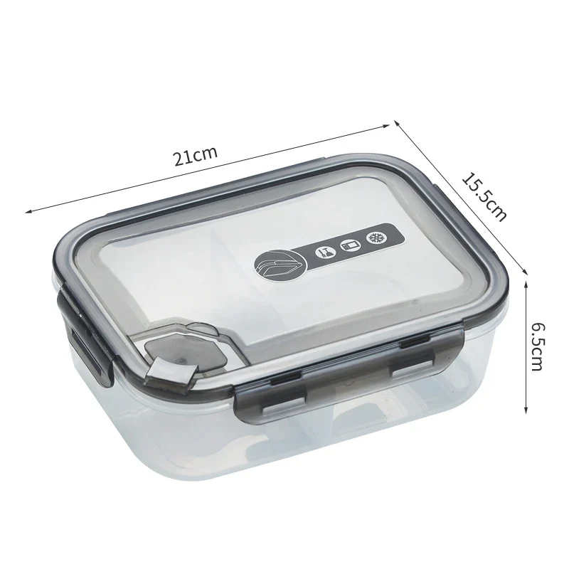 School Office Reusable Microwaveable Meal Prep Food Storage Container BPA-free PP 3 Compartment Simple Plastic Bento Lunch Box