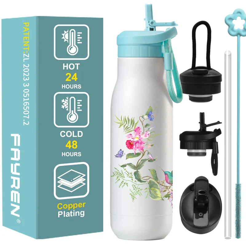 FAYREN Color 500ml New Custom Logo Water Bottle Stainless Steel Minimalist Insulated Thermos Vacuum Flasks & Thermoses