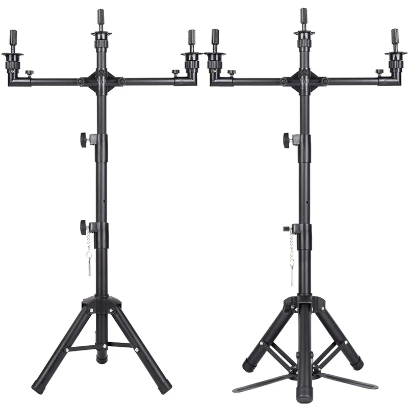 US Local Fast Delivery Cosmetology Training Head Tripod Black Mannequin Tripod Wig Stand Tripod for Wig Making with Foot Pedal