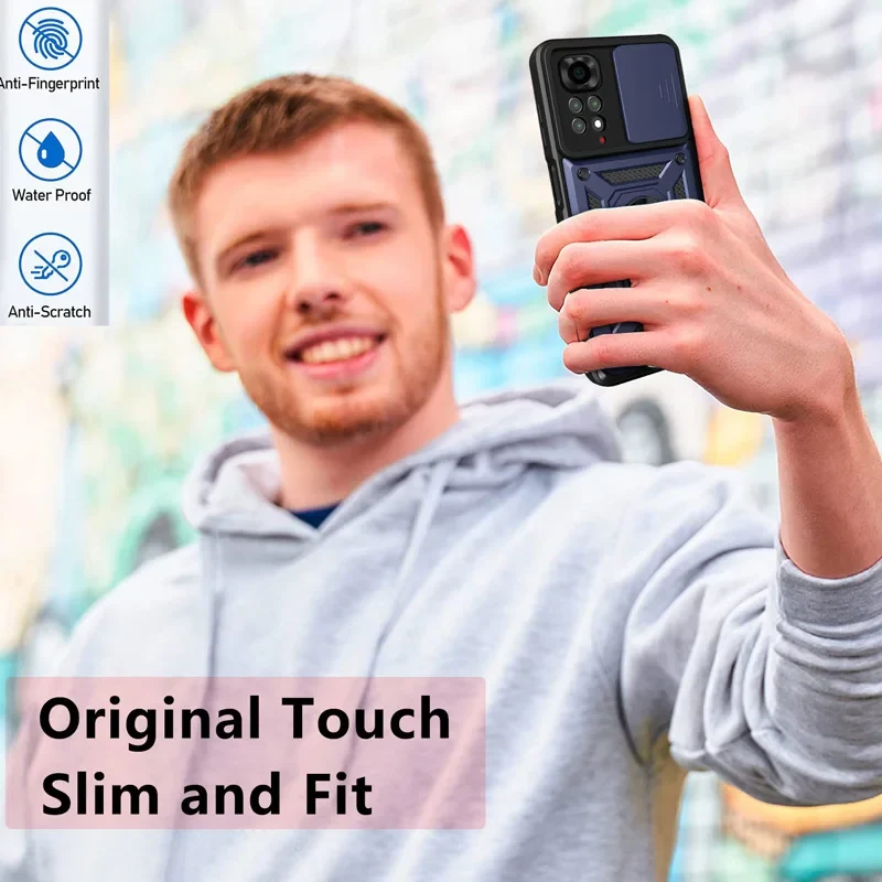 Slide Camera Lens Protector Armor Case For Redmi Note 13 12 11 10 Pro Plus 10s 11s 12s 13C 12C Military Grade Bumpers Ring Cover