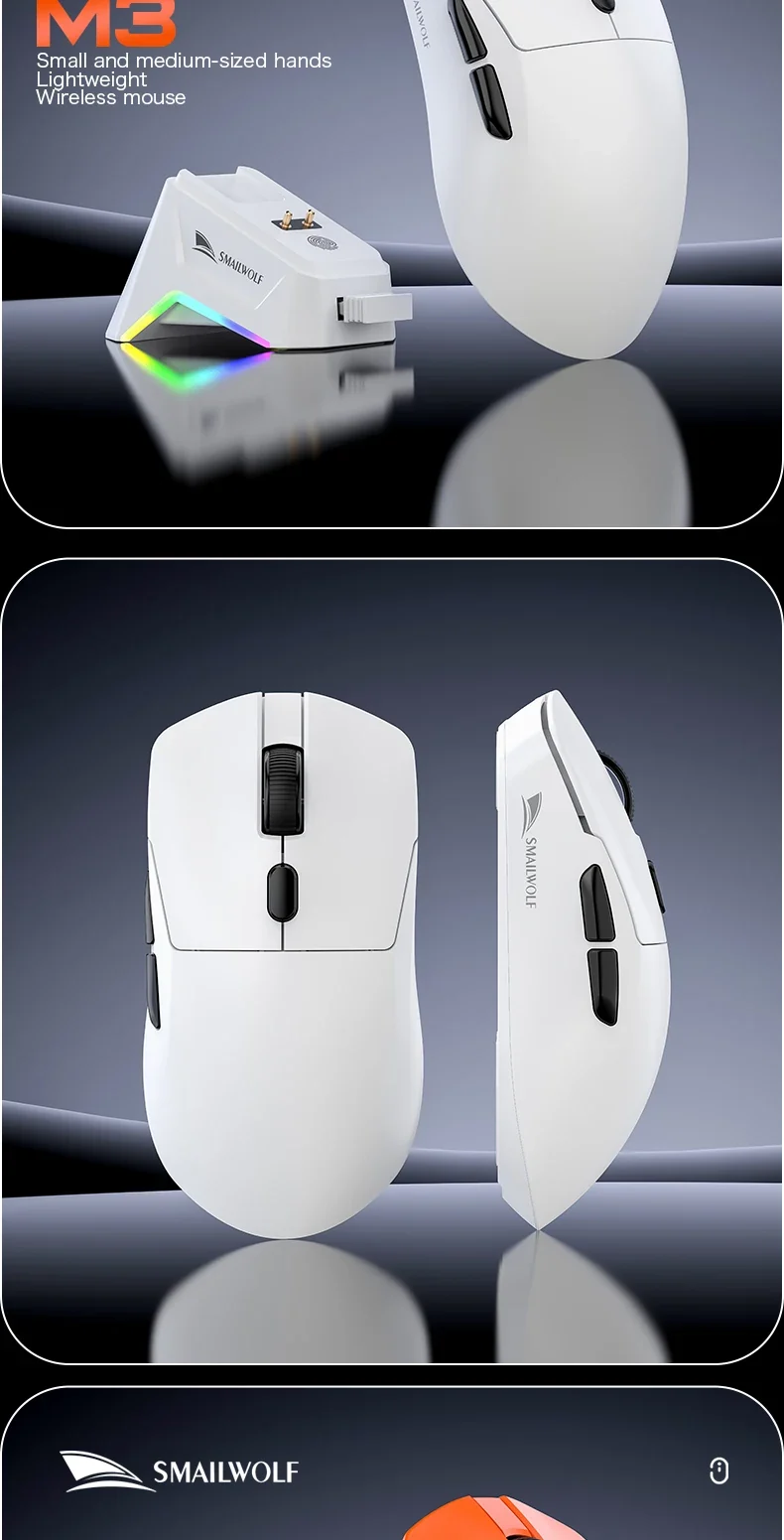 SMAILWOLF M3 PRO Wireless Bluetooth three-mode mouse E-sports gaming laptop desktop PAW3311 wired home Lightweight FPS