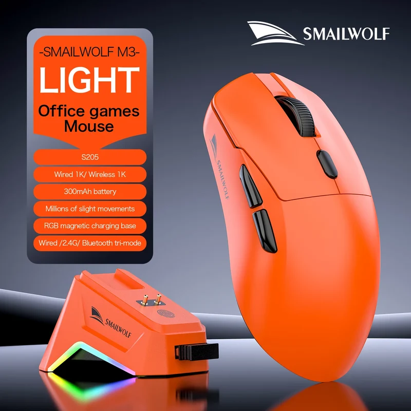 SMAILWOLF M3 PRO Wireless Bluetooth three-mode mouse E-sports gaming laptop desktop PAW3311 wired home Lightweight FPS