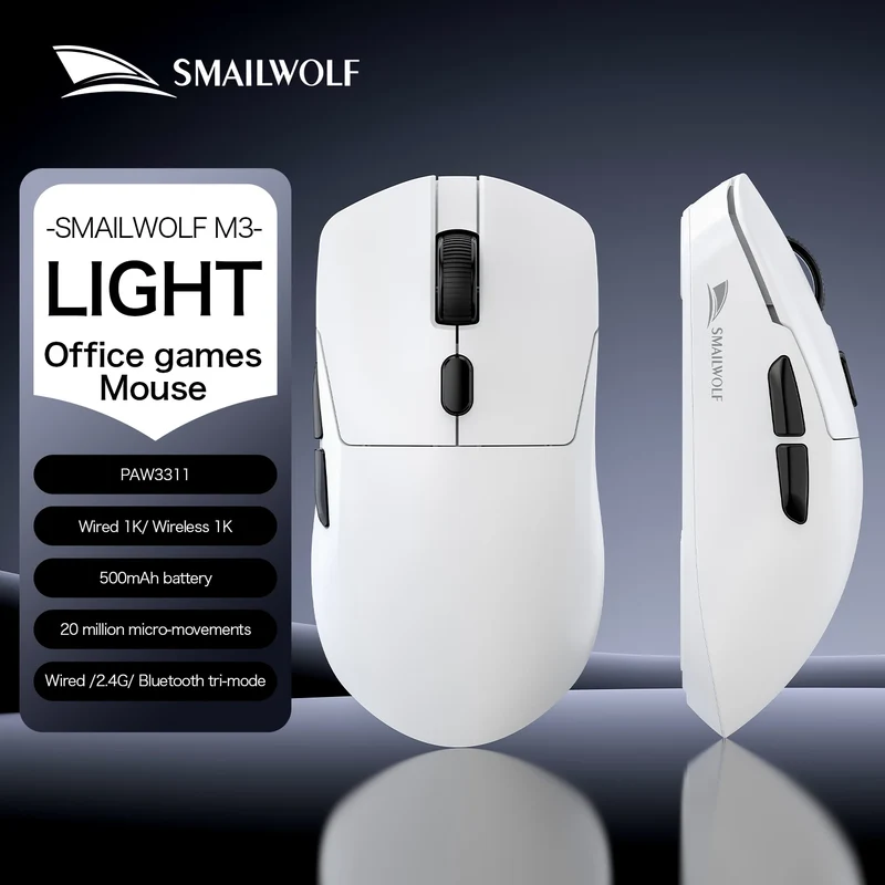SMAILWOLF M3 PRO Wireless Bluetooth three-mode mouse E-sports gaming laptop desktop PAW3311 wired home Lightweight FPS