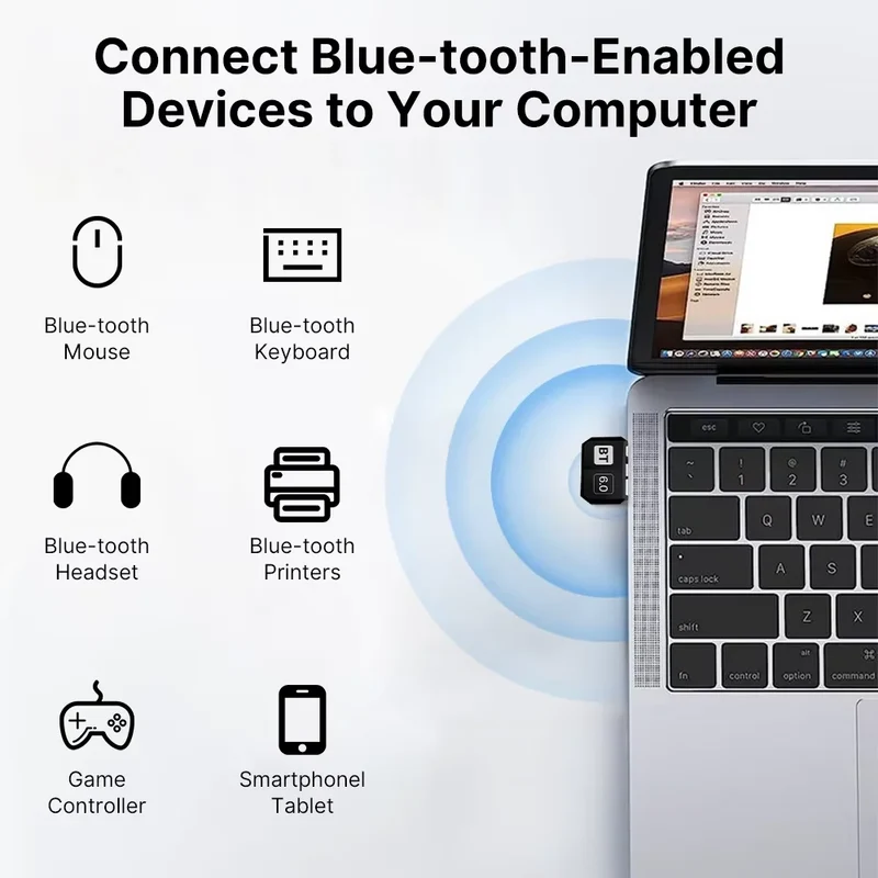 KEBIDUMEI USB Bluetooth 6.0 Adapter Bluetooth 5.4 Dongle for PC Win 11/10/8.1 Bluetooth Receiver&Transmitter for Keyboard/Mouse