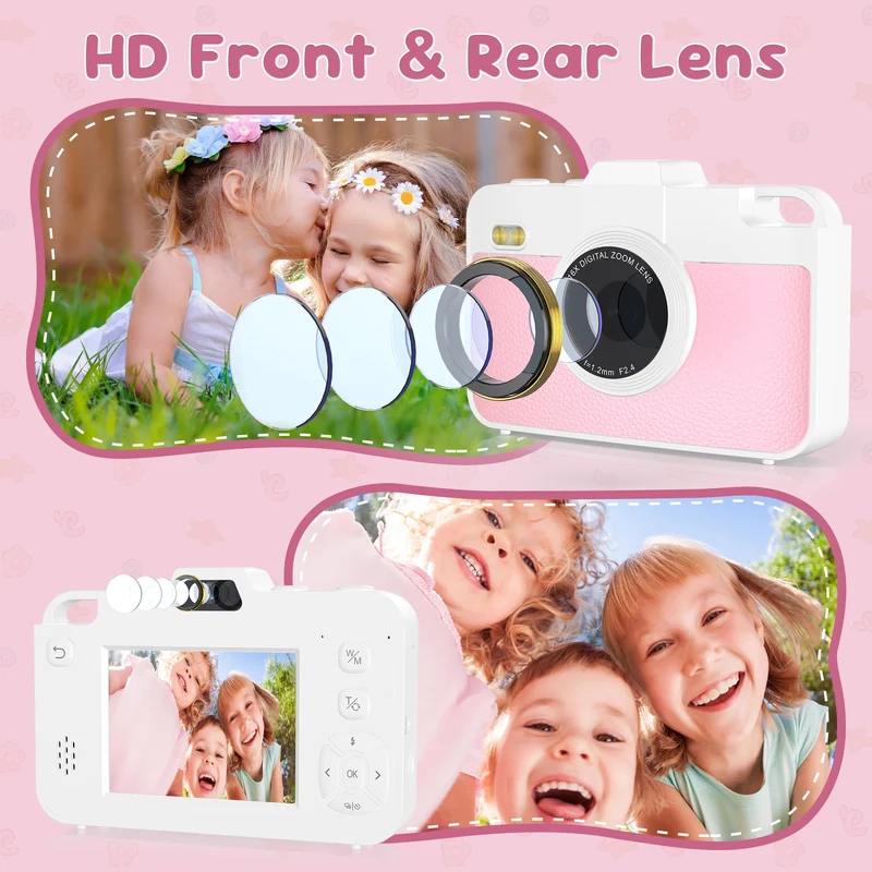 16X 48MP Kids Photography Camera Front Rear Dual Lens Boys Girls Digital Video Recorder Selfie Beginner Camera For Children