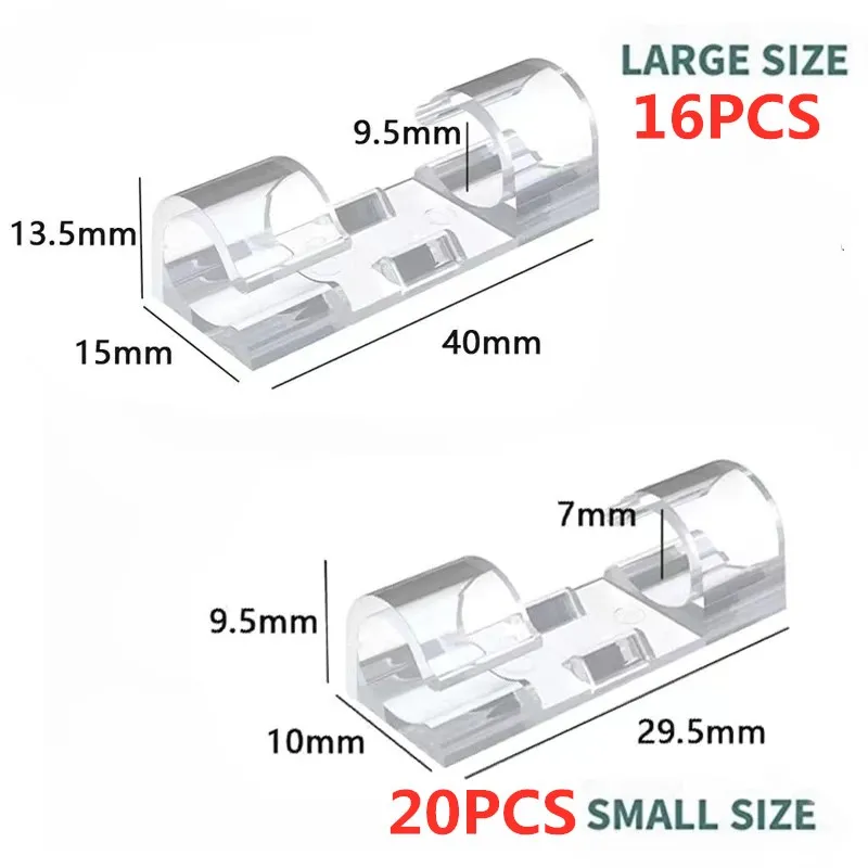 Cable Organizer Clips Wire Holder Self Adhesive Desktop Cord Management for PC Mouse USB Power Cord Fixer Wall Car Home Office
