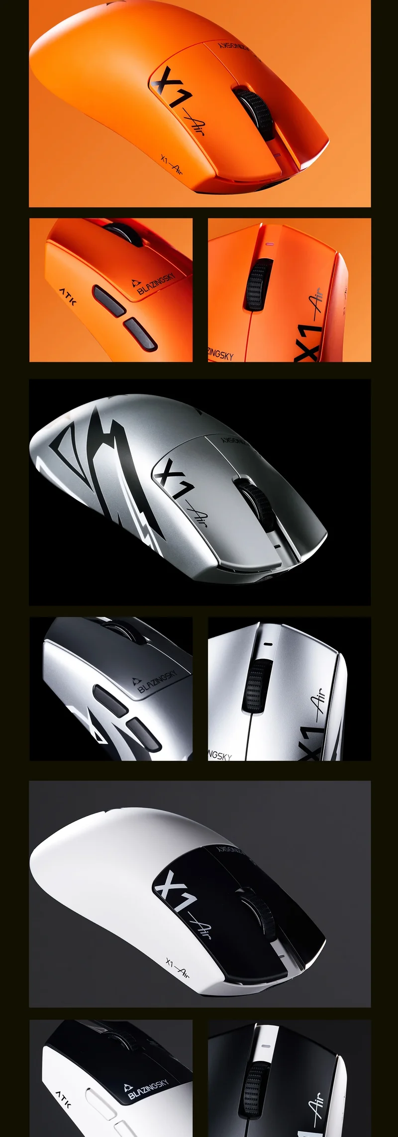 ATK Blazing Sky X1V2/X1 Air+ Wireless Mouse Dual Mode Paw 3950ultra 8k Return Rate Custom Ergonomics E-Sport Gaming Ofiice Mouse