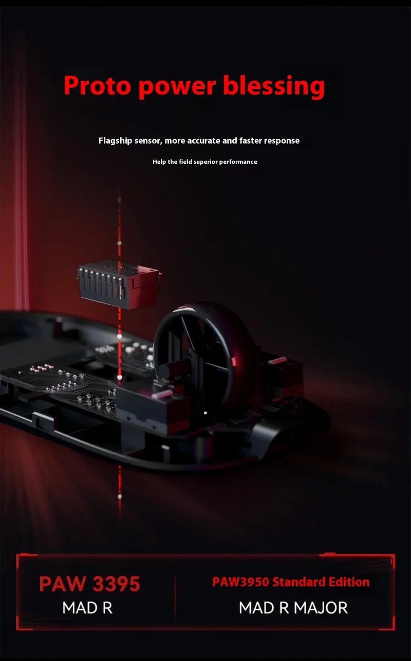 The New Vxe Mad R/R Major Gaming E-Sports Mouse Paw3395/3950 Dual-Mode Nonporous Lightweight Ergonomic Standard 8k